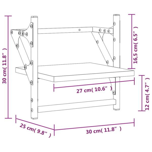 Стенни рафтове с пръти 2 бр черни 30x25x30 см