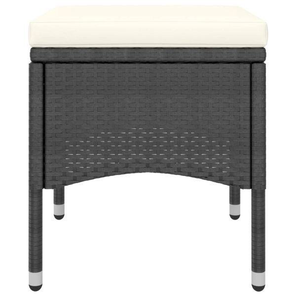 Градински комплект, 5 части, полиратан и закалено стъкло, черен