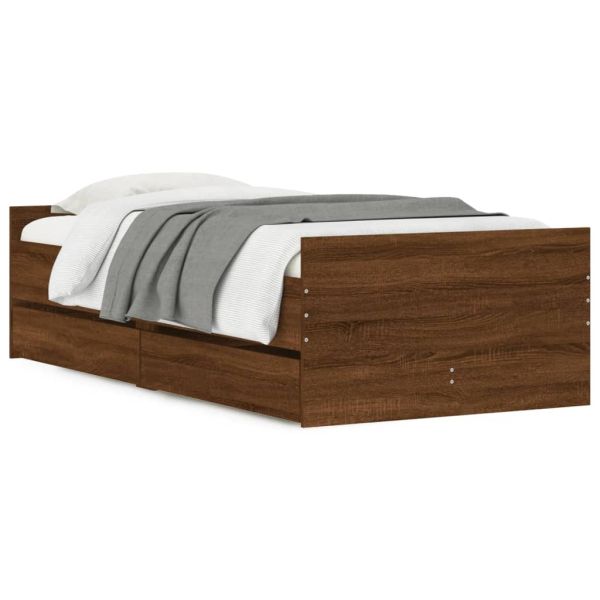 Рамка за легло с чекмеджета кафяв дъб 75x190 см Small Single
