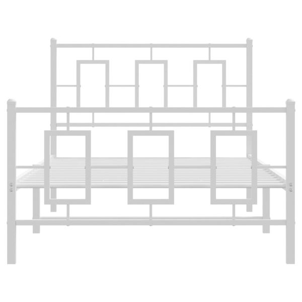 Метална рамка за легло с горна и долна табла, бяла, 100x200 см