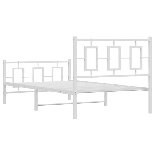 Метална рамка за легло с горна и долна табла, бяла, 100x200 см