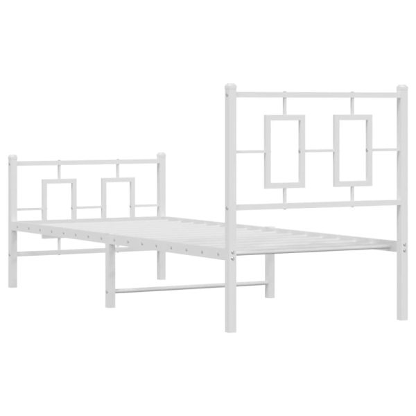 Метална рамка за легло с горна и долна табла, бяла, 80x200 см