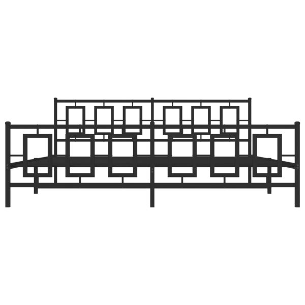 Метална рамка за легло с горна и долна табла, черна, 193x203 см