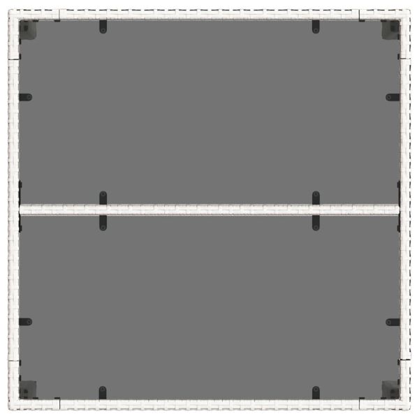 Градинска маса със стъклен плот бяла 90x90x75 см полиратан