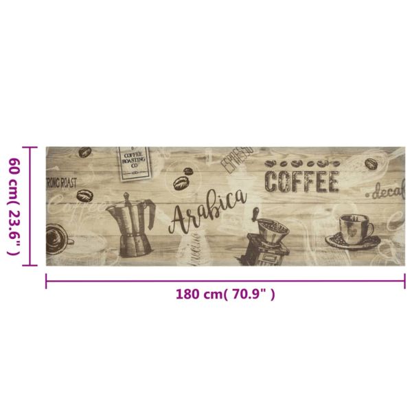 Кухненско килимче, миещо, Coffee, кафяво, 60x180 см, кадифе