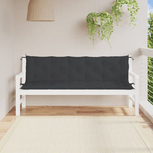 Възглавници за градински пейки 2 бр черно 180x50x7 см плат