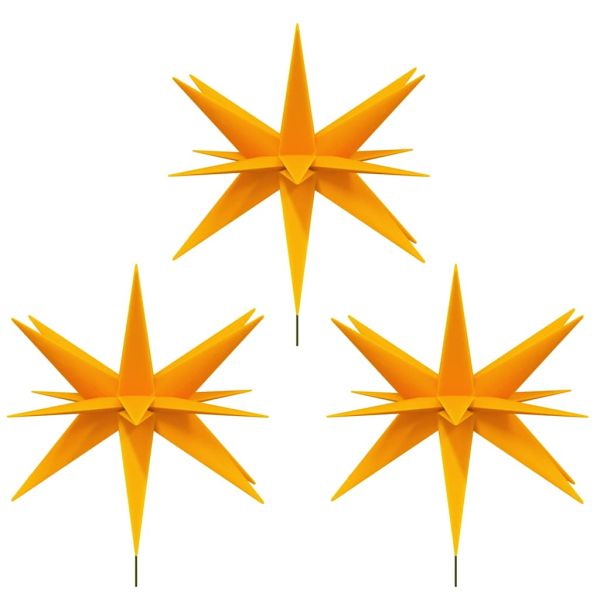 Коледни лампи с шипове, 3 бр, LED, сгъваеми, жълта, 35 см