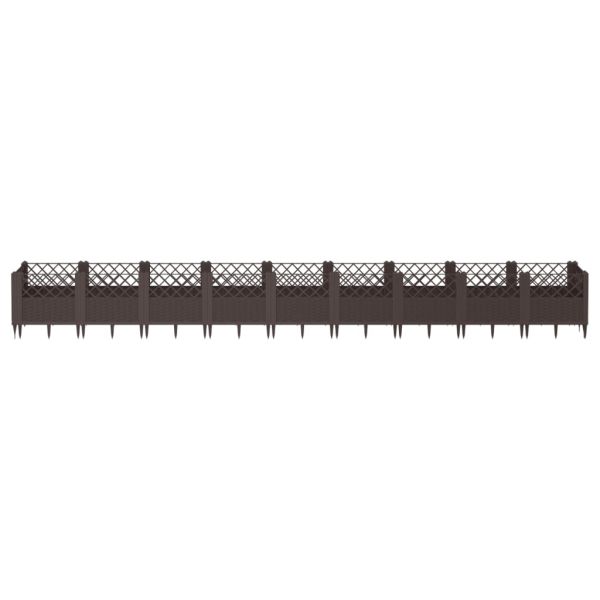 Градинска кашпа с колчета, кафява, 363,5x43,5x43,5 см, PP
