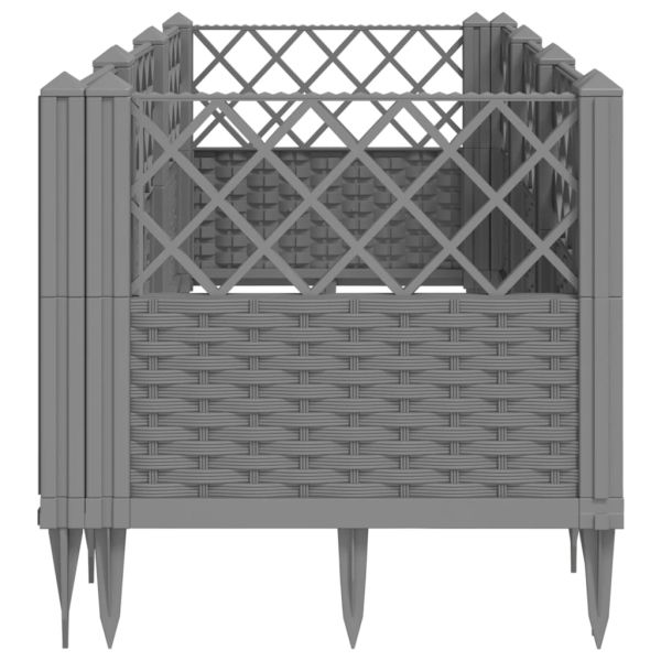 Градинска кашпа с колчета, светлосива, 123,5x43,5x43,5 см, PP