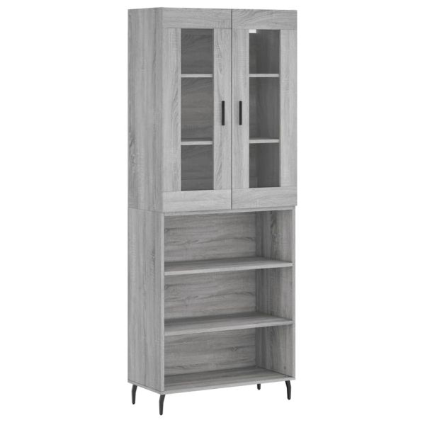 Висок шкаф, сив сонома, 69,5x34x180 см, инженерно дърво