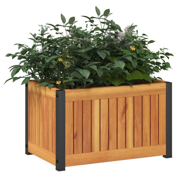 Градинска кашпа 45x30x27,5 см масивна акация и стомана