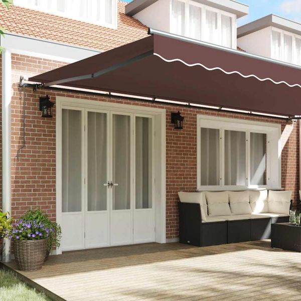 Автоматично прибираща се тента, кафяв, 600x300 см