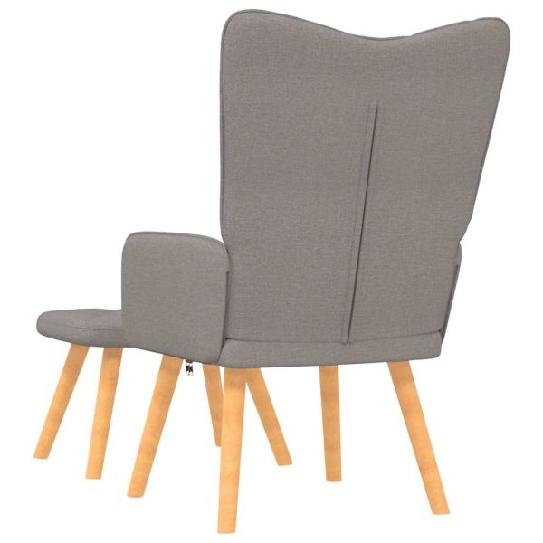 Релаксиращ стол с табуретка, таупе, плат