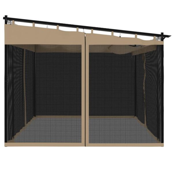 Беседка с мрежести стени, таупе, 4x3 м, стомана