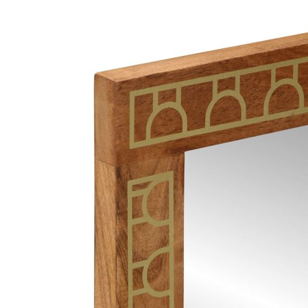 Огледало за баня 50x70x2,5 см мангово дърво масив и стъкло