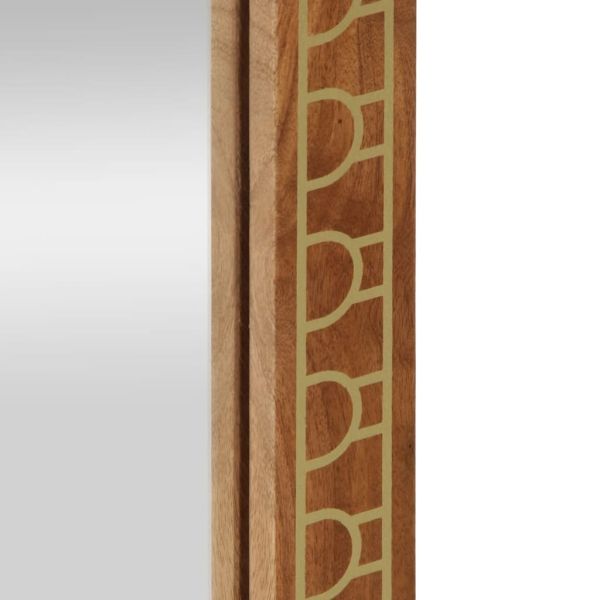 Огледало за баня 50x70x2,5 см мангово дърво масив и стъкло
