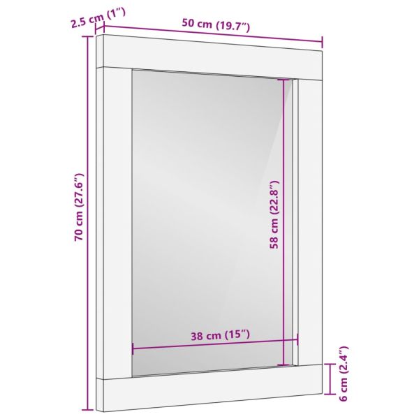 Огледало за баня 50x70x2,5 см мангово дърво масив и стъкло