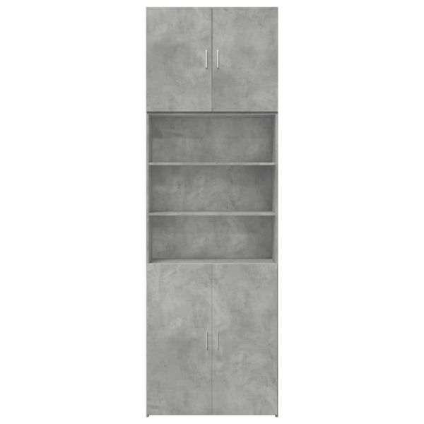 Висок шкаф, бетонно сив, 80x42,5x249 см, инженерно дърво
