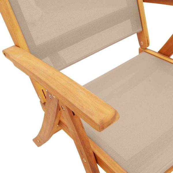 Градински трапезен комплект, 5 части, акация масив и textilene