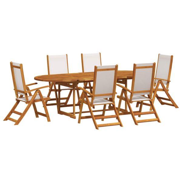 Градински трапезен комплект, 9 части, акация масив и textilene