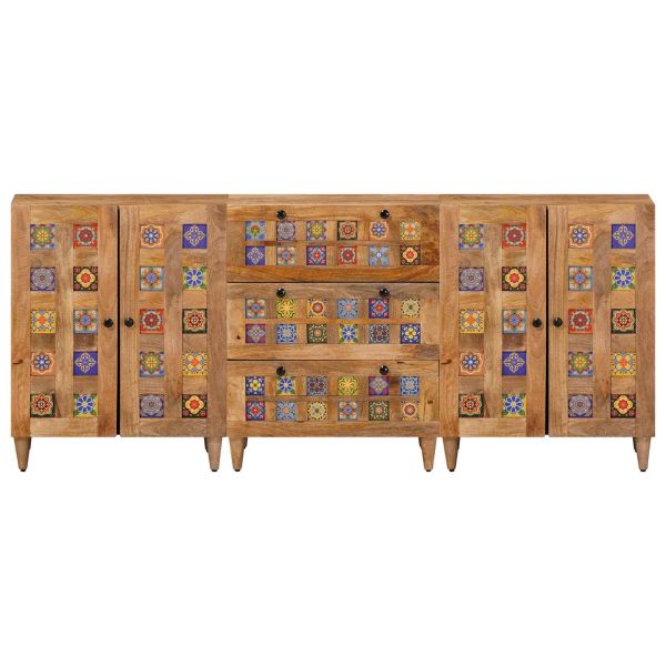 Служебен шкаф 3 бр. 60 x 33,5 x 75 см Солидно мангово дърво