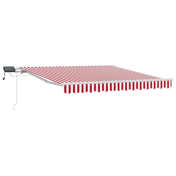 Прибираща се тента Червено и бяло 300 x 250 cm Тъкан и алуминий