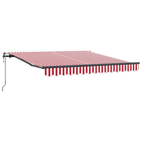 Прибираща се тента Червено и бяло 300 x 250 cm Тъкан и алуминий