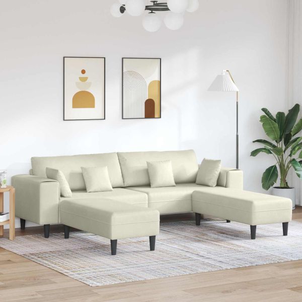Диван 3 pcs Крем 250 x 188 x 76 см Кадифе