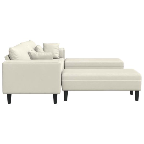Диван 3 pcs Крем 250 x 188 x 76 см Кадифе