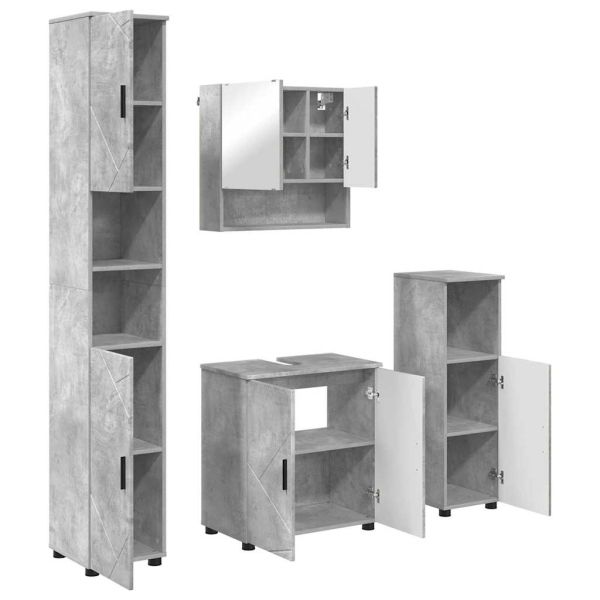 Комплект мебели за баня 4 бр. Циментено сиво 61 x 35 x 64 см