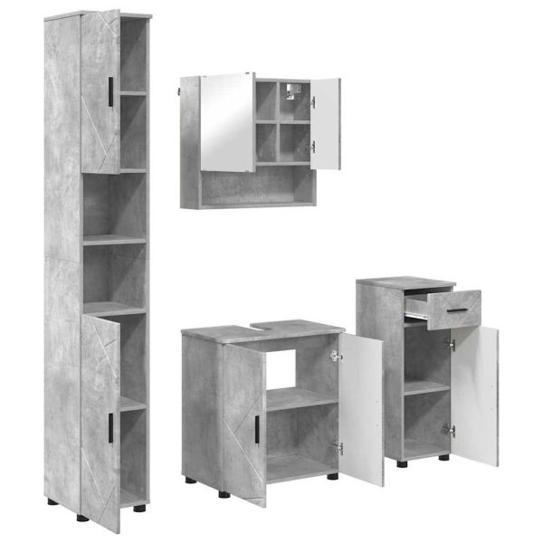 Комплект мебели за баня 4 бр. Циментено сиво 61 x 35 x 64 см