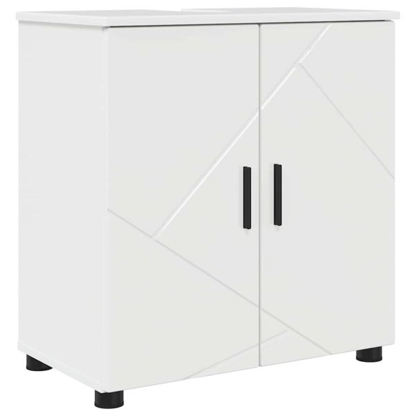 Комплект мебели за баня 4 бр. Лъскаво бяло 61 x 35 x 64 см