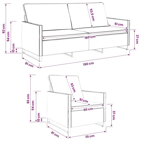Комплект дивани 2 pcs Тъмносиво Изкуствен велур