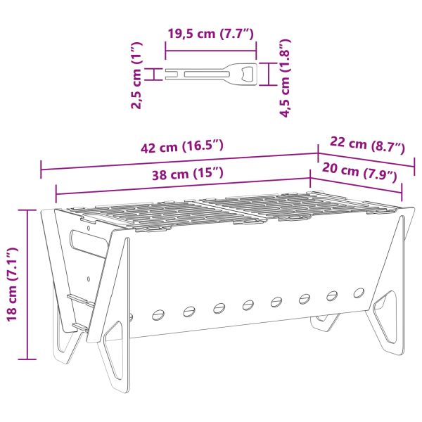 Къмпинг огнище 42 x 22 x 18 см Неръждаема стомана Сребристо