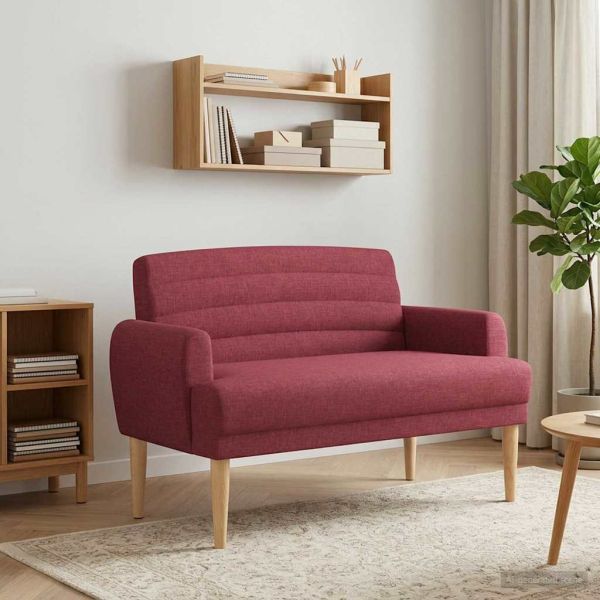 Двуместен диван с копчета Виненочервен 116 x 67 x 80 см Текстил