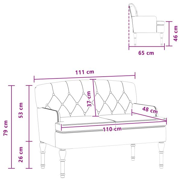Двуместен диван с копчета Черно 111 x 65 x 79 см Кадифе