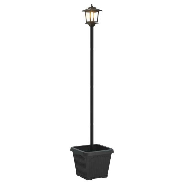 Слънчев стълб с саксия with LED Bulb Черно 32 x 32 x 158 см