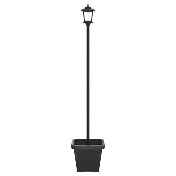 Слънчев стълб с саксия with LED Bulb Черно 32 x 32 x 158 см
