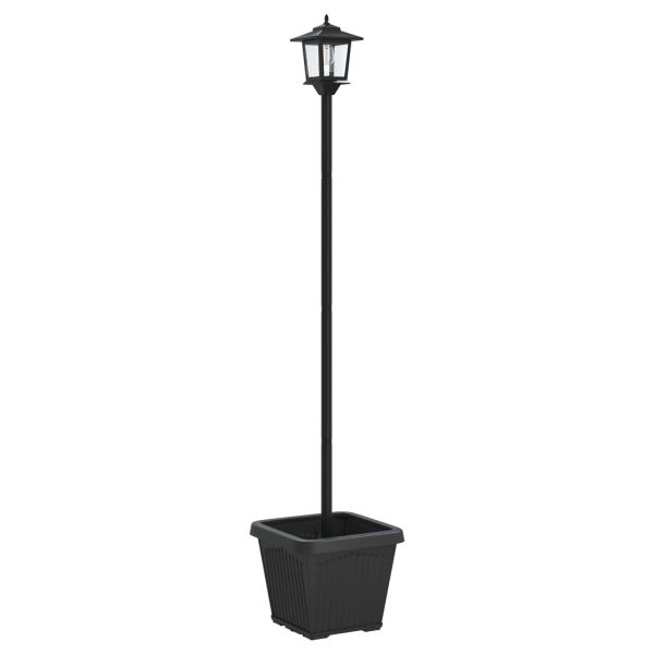 Слънчев стълб с саксия with LED Bulb Черно 32 x 32 x 158 см