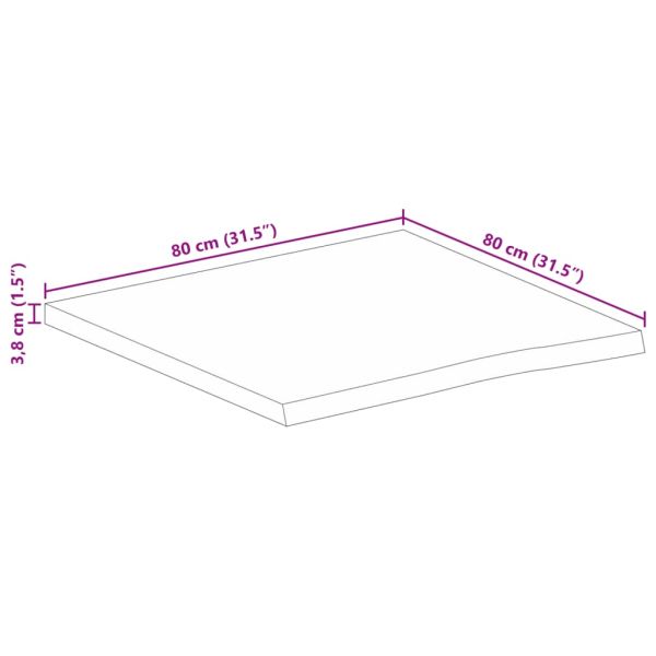 Плот на маса 80x80x3,8 cm Жив ръб Масивна дървесина Грубо манго