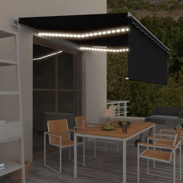 Автоматичен сенник с щора LED и сензор за вятър 4x3 м антрацит