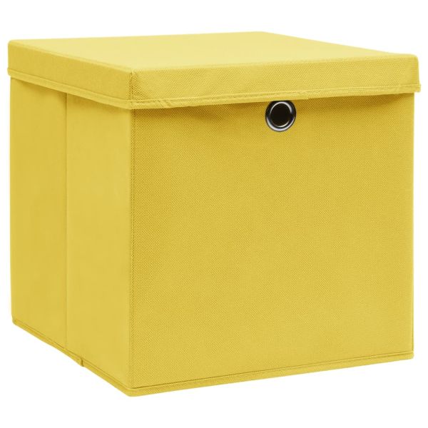 Кутии за съхранение с капаци 10 бр 28x28x28 см жълти
