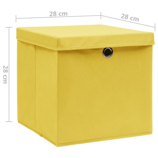 Кутии за съхранение с капаци 10 бр 28x28x28 см жълти