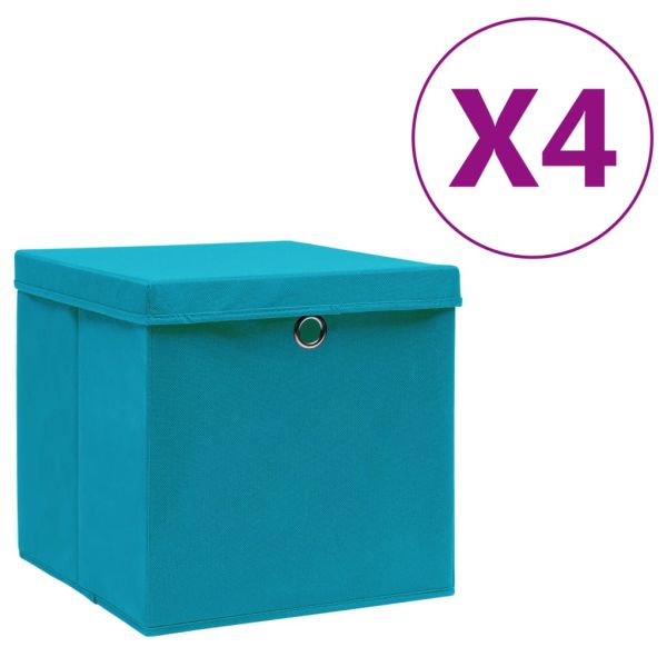 Кутии за съхранение с капаци 4 бр 28x28x28 см бебешко синьо