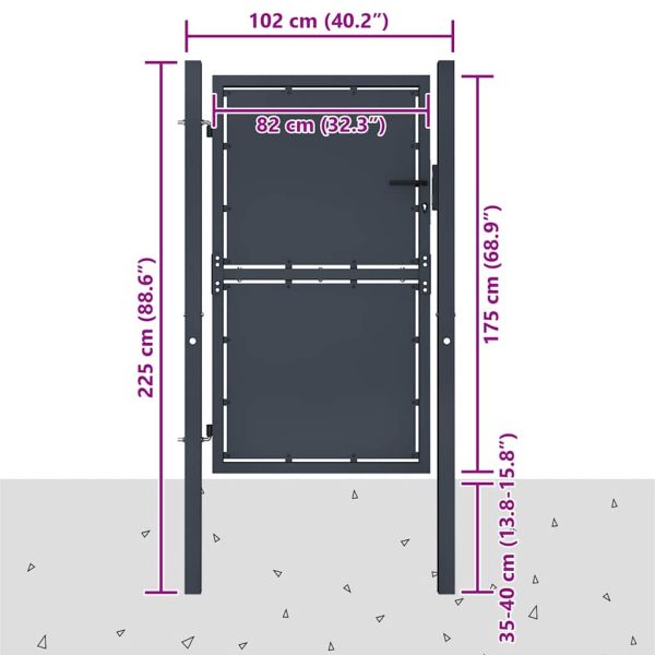 Градинска порта от стомана 100x175 см, антрацит