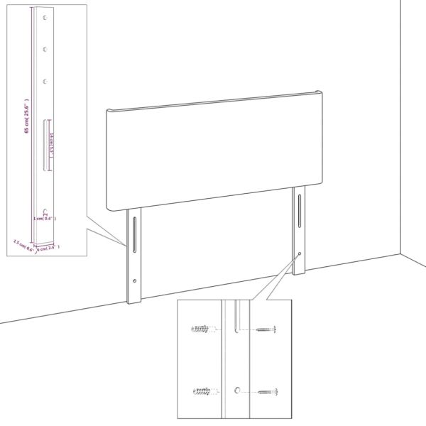 Горна табла за легло с уши, тъмносива, 103x16x78/88 см, плат