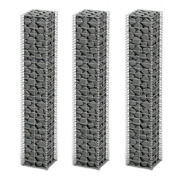 Комплект габиони, 3 бр, поцинкована тел, 25x25x150 см