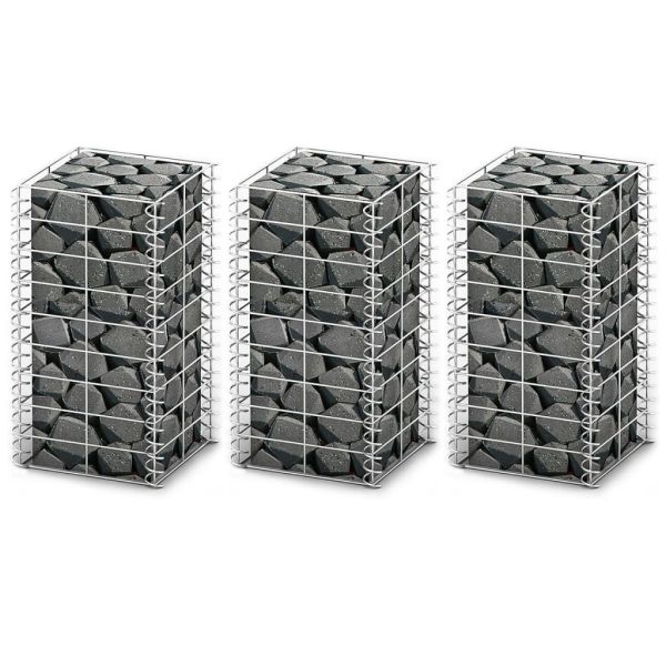 Комплект габиони, 3 бр, поцинкована тел, 25x25x50 см