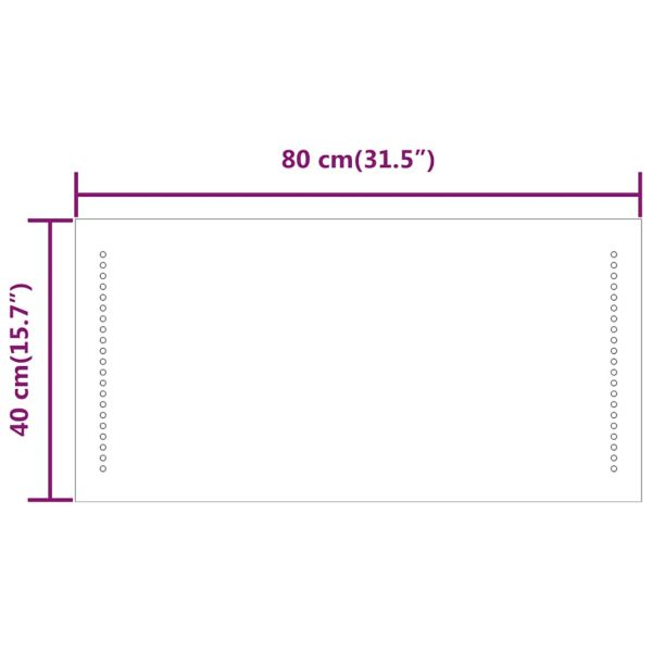 LED огледало за баня, 80x40 см