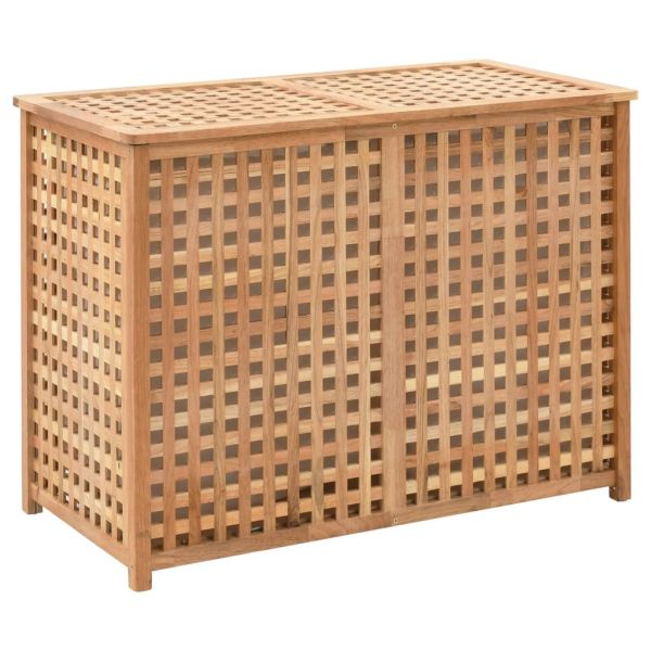 Кош за пране 39x39x65 см масивно орехово дърво
